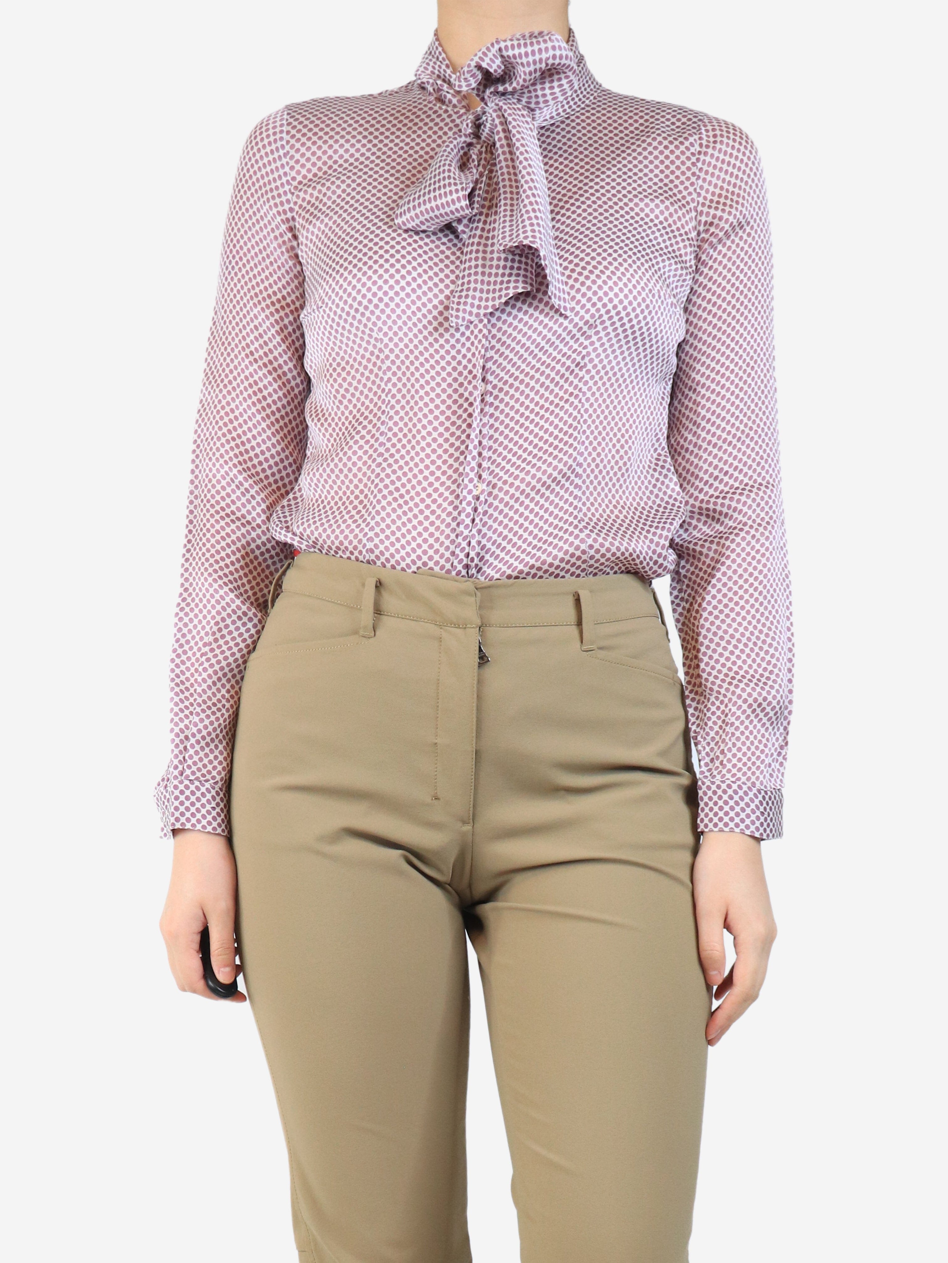 Purple and white silk polka dot blouse - size UK 10 Tops Alexander McQueen 