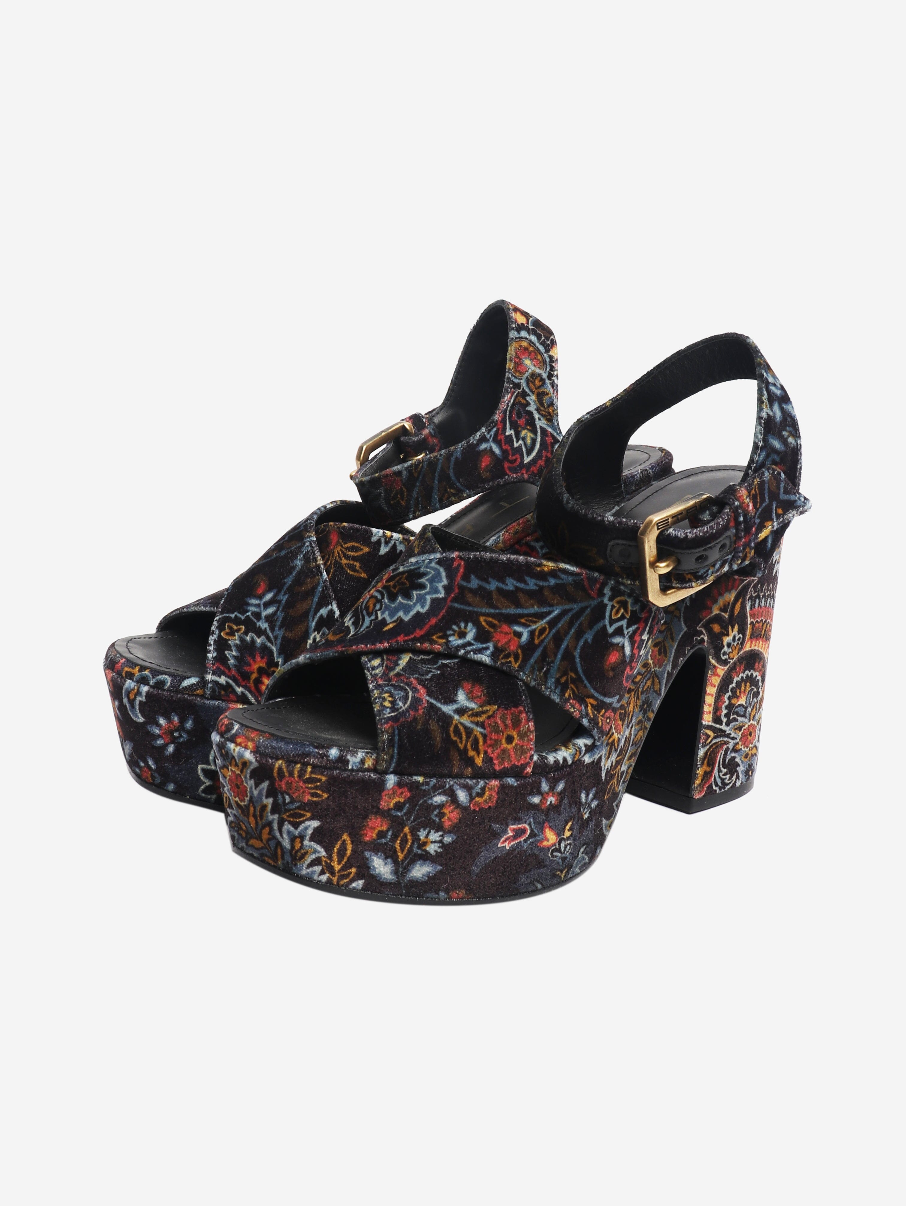 Multicolour paisley platform sandals - size EU 38 Heels Etro 