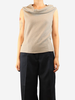Beige cowl-neck cashmere vest - size UK 14 Knitwear White Cashmere Agnona 