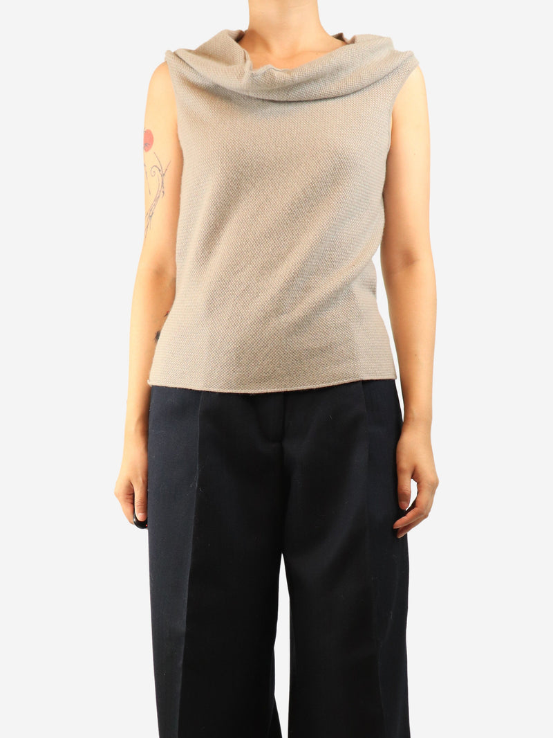 Beige cowl-neck cashmere vest - size UK 14 Knitwear White Cashmere Agnona 