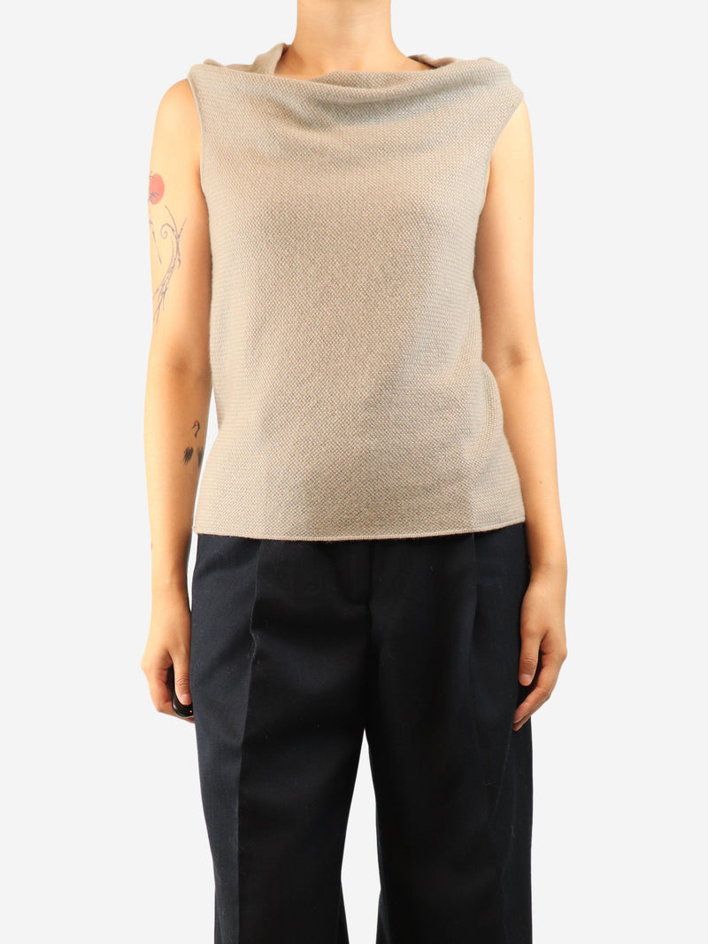 Beige cowl-neck cashmere vest - size UK 14 Knitwear White Cashmere Agnona 