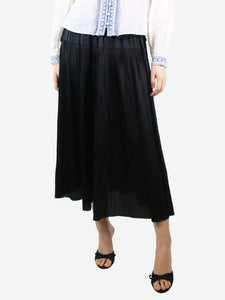 Ulla Johnson Black plissé-satin maxi skirt - size UK 8