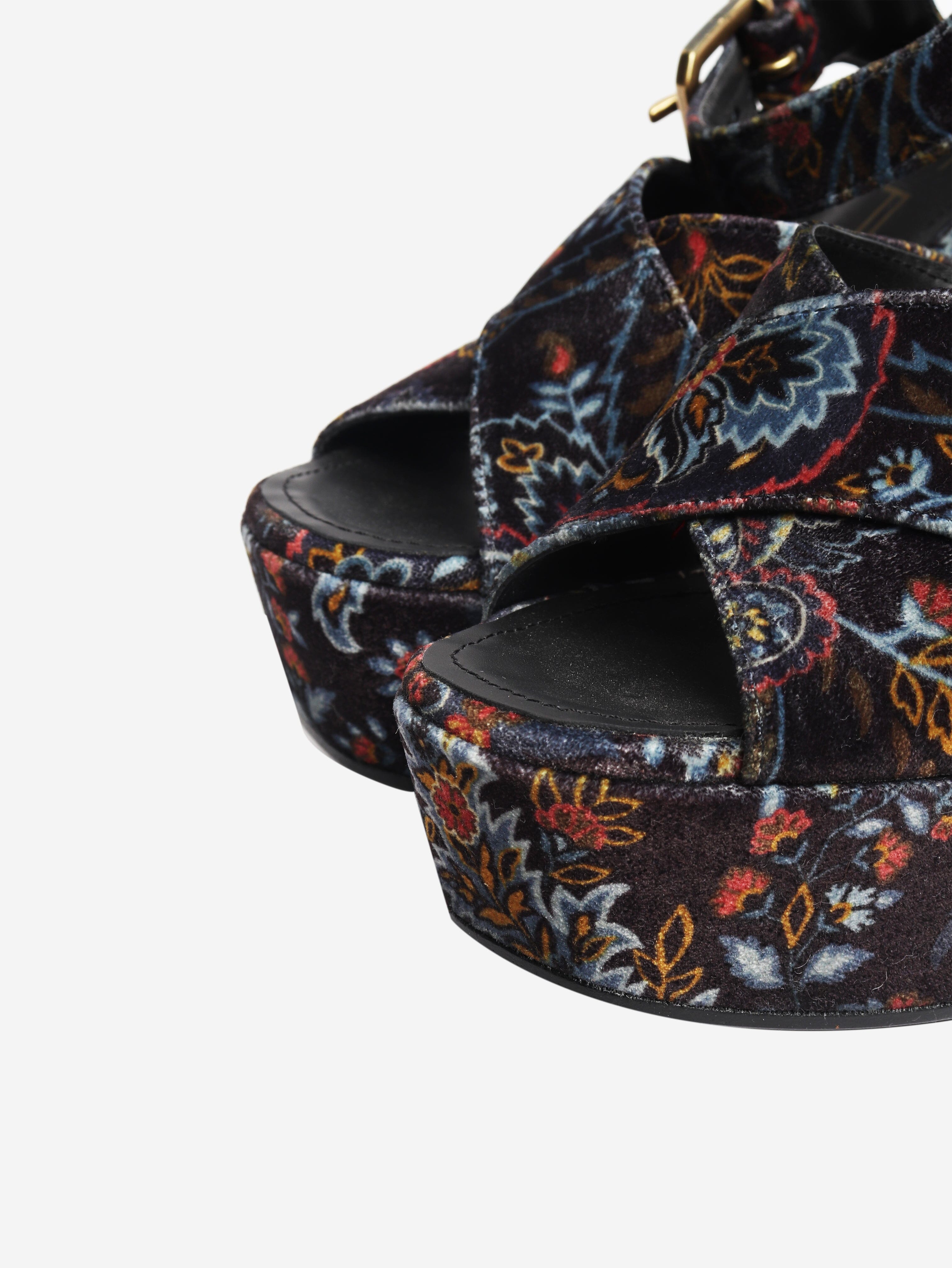 Multicolour paisley platform sandals - size EU 38 Heels Etro 