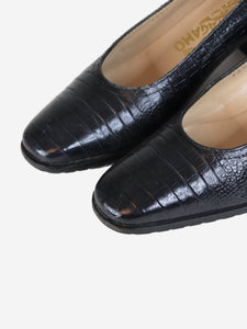 Salvatore Ferragamo Blue croc effect heels - size UK 4.5