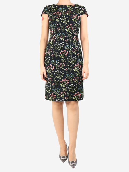 Black Marion floral jacquard midi dress - size UK 10 product image