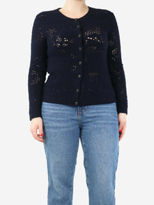 I Pezzi Dipinti Navy blue cashmere crochet cardigan - size L