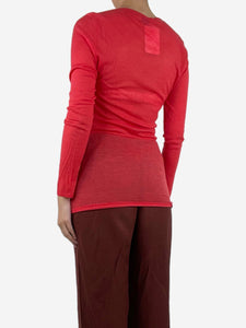 Moncler Red V-neck sheer cashmere light knit - size L