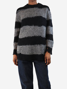Acne Studios Black and grey distressed striped jumper - size XXS