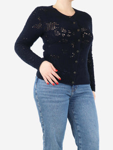 I Pezzi Dipinti Navy blue cashmere crochet cardigan - size L