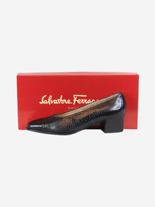 Salvatore Ferragamo Blue croc effect heels - size UK 4.5