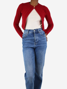 Celine Red single-buttoned cropped cardigan - size XS