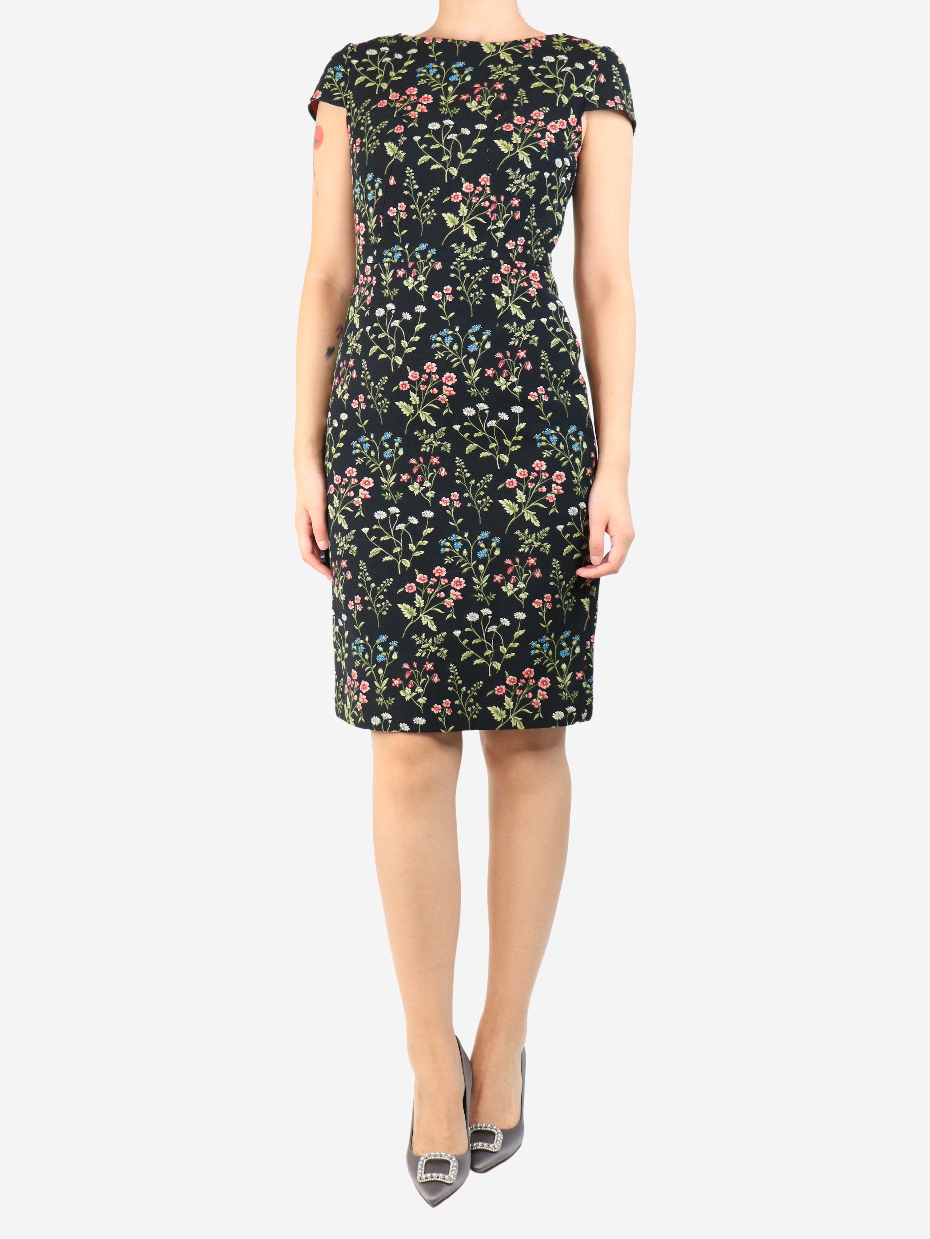 Black Marion floral jacquard midi dress - size UK 10 Dresses Erdem 