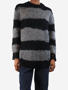 Acne Studios Black and grey distressed striped jumper - size XXS
