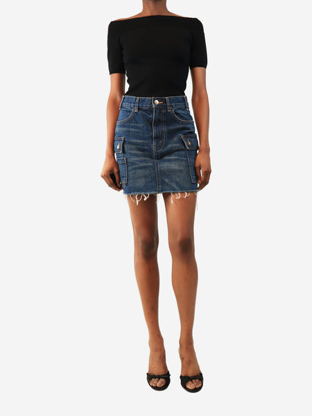 Blue cargo denim mini skirt - size UK 6 alternate image
