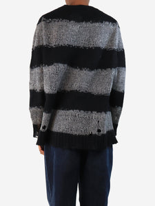 Acne Studios Black and grey distressed striped jumper - size XXS