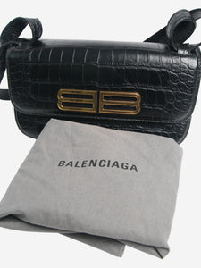 Balenciaga Black Gossip crocskin shoulder bag