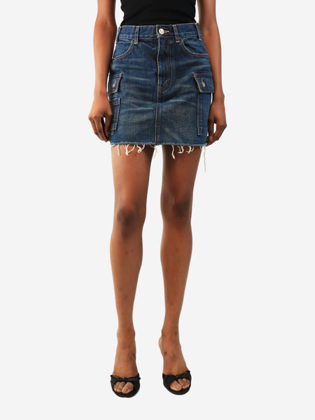 Blue cargo denim mini skirt - size UK 6 product image