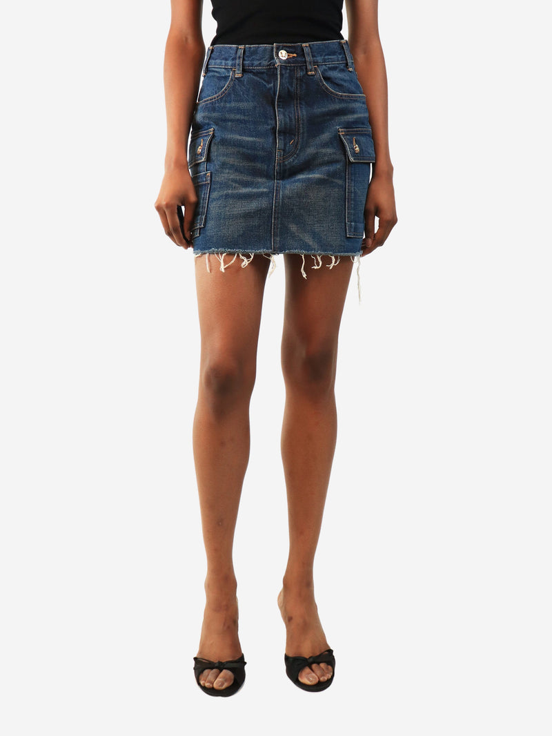 Blue cargo denim mini skirt - size UK 6 Denim Celine 