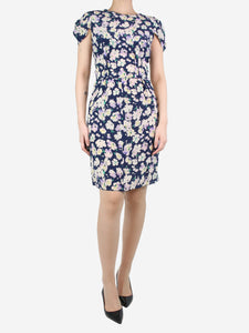 Nina Ricci Blue floral-printed silk dress - size UK 8
