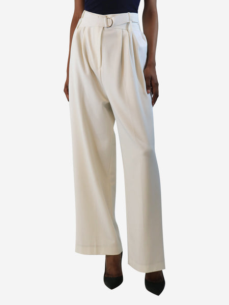 Off white belted wide-leg trousers - size UK 6 product image