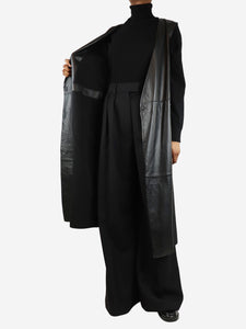 Sportmax Black sleeveless leather belted coat - size UK 4