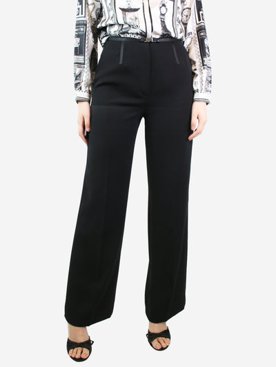 Black straight-leg belted trousers - size UK 8 Trousers Prada 