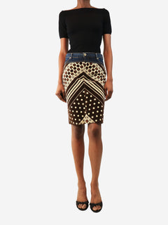 Brown and blue vintage printed skirt - size XS Skirts Dolce & Gabbana 