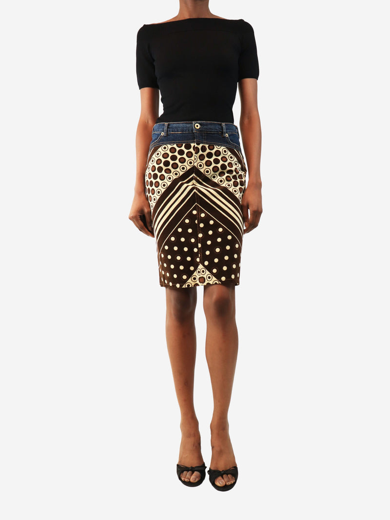 Brown and blue vintage printed skirt - size XS Skirts Dolce & Gabbana 