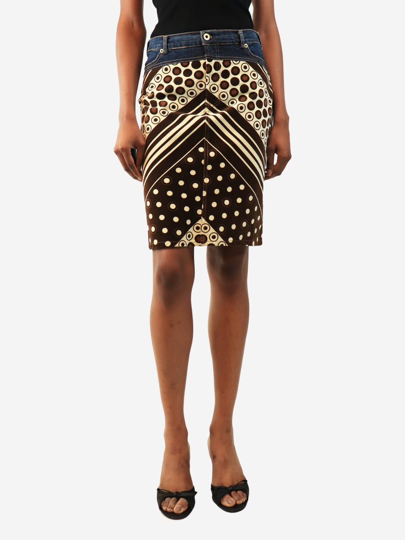 Brown and blue vintage printed skirt - size XS Skirts Dolce & Gabbana 