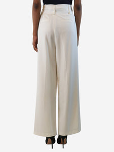 Tibi Off white belted wide-leg trousers - size UK 6