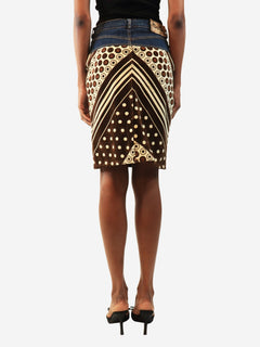 Brown and blue vintage printed skirt - size XS Skirts Dolce & Gabbana 