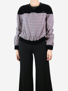 Chanel Grey striped velvet top  - size UK 8