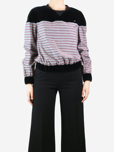 Chanel Grey striped velvet top  - size UK 8