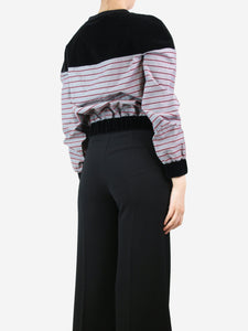 Chanel Grey striped velvet top  - size UK 8