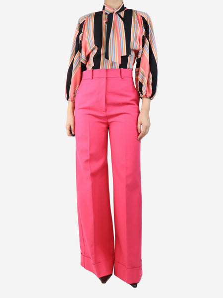 Hot pink wide-leg trousers - size UK 12 alternate image