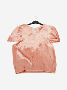 Dries Van Noten Pink short-sleeved velvet sweater - size M