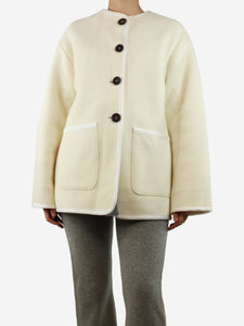 Forte Forte Cream wool-blend coat and scarf - size UK 8