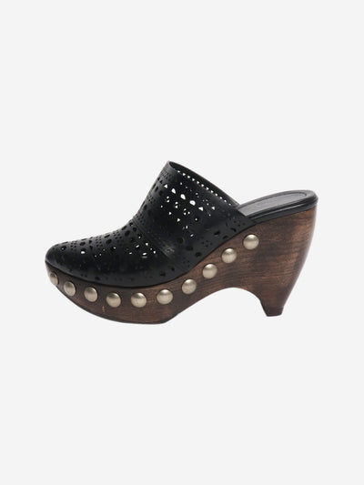 Black laser-cut leather clogs - size EU 38 Heels Alaia 