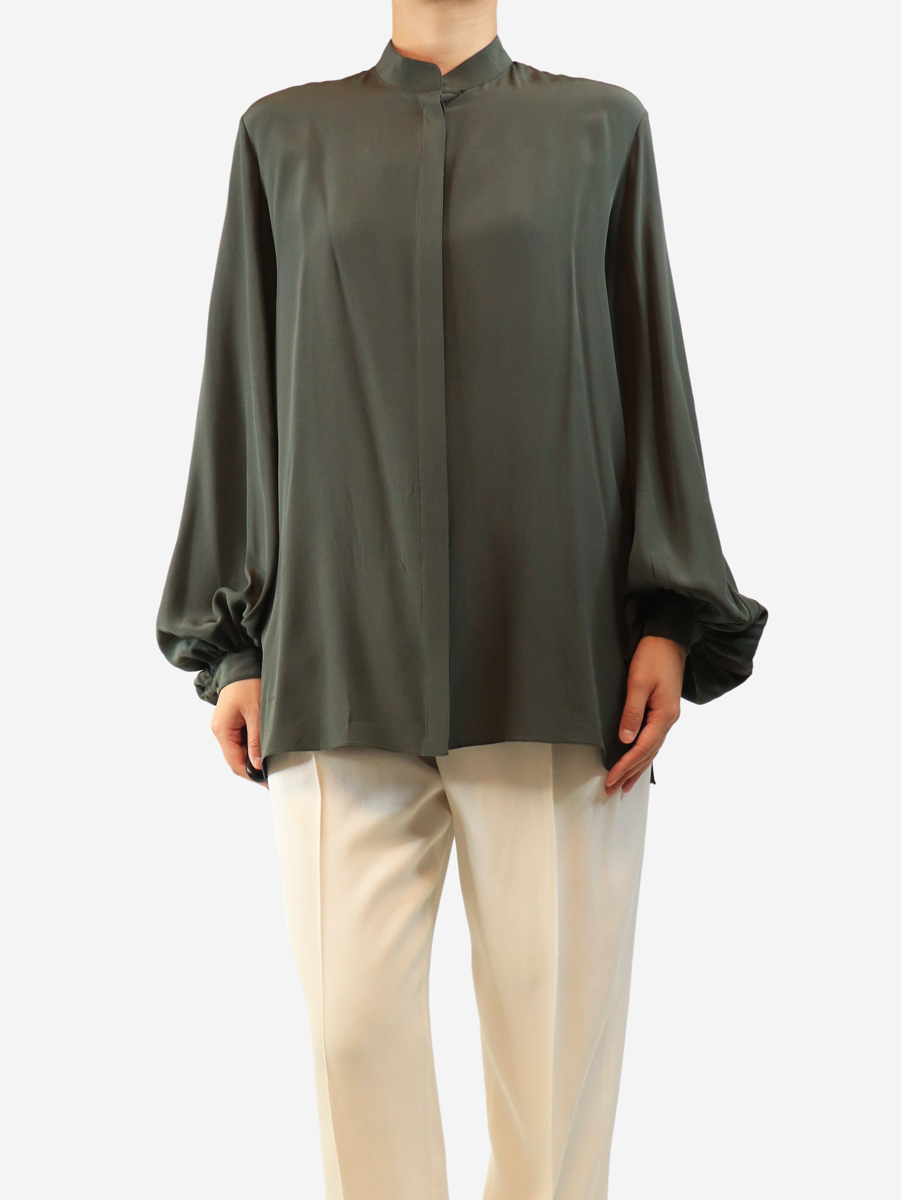 Khaki silk shirt - size S Shirt The Row 
