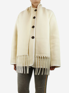 Forte Forte Cream wool-blend coat and scarf - size UK 8