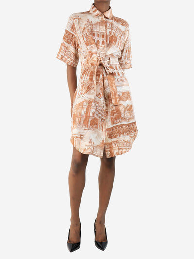 Orange linen printed shirt dress - size UK 6 Dresses Acne Studios 