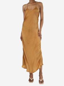 The White Raven Brown silk slip dress - size S