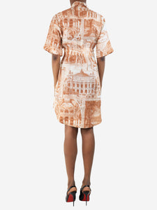 Acne Studios Orange linen printed shirt dress - size UK 6