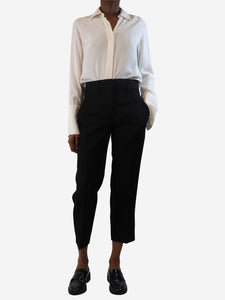 Acne Studios Black cropped wool trousers - size UK 6