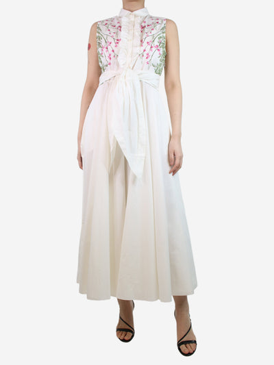 Cream floral printed sleeveless dress - size UK 14 Dresses Giambattista Valli 