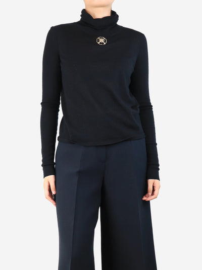 Black floral embellished turtleneck sweater - size FR 36 Knitwear Chanel 