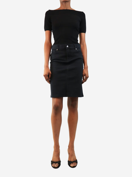 Black mini denim skirt - size UK 8 alternate image