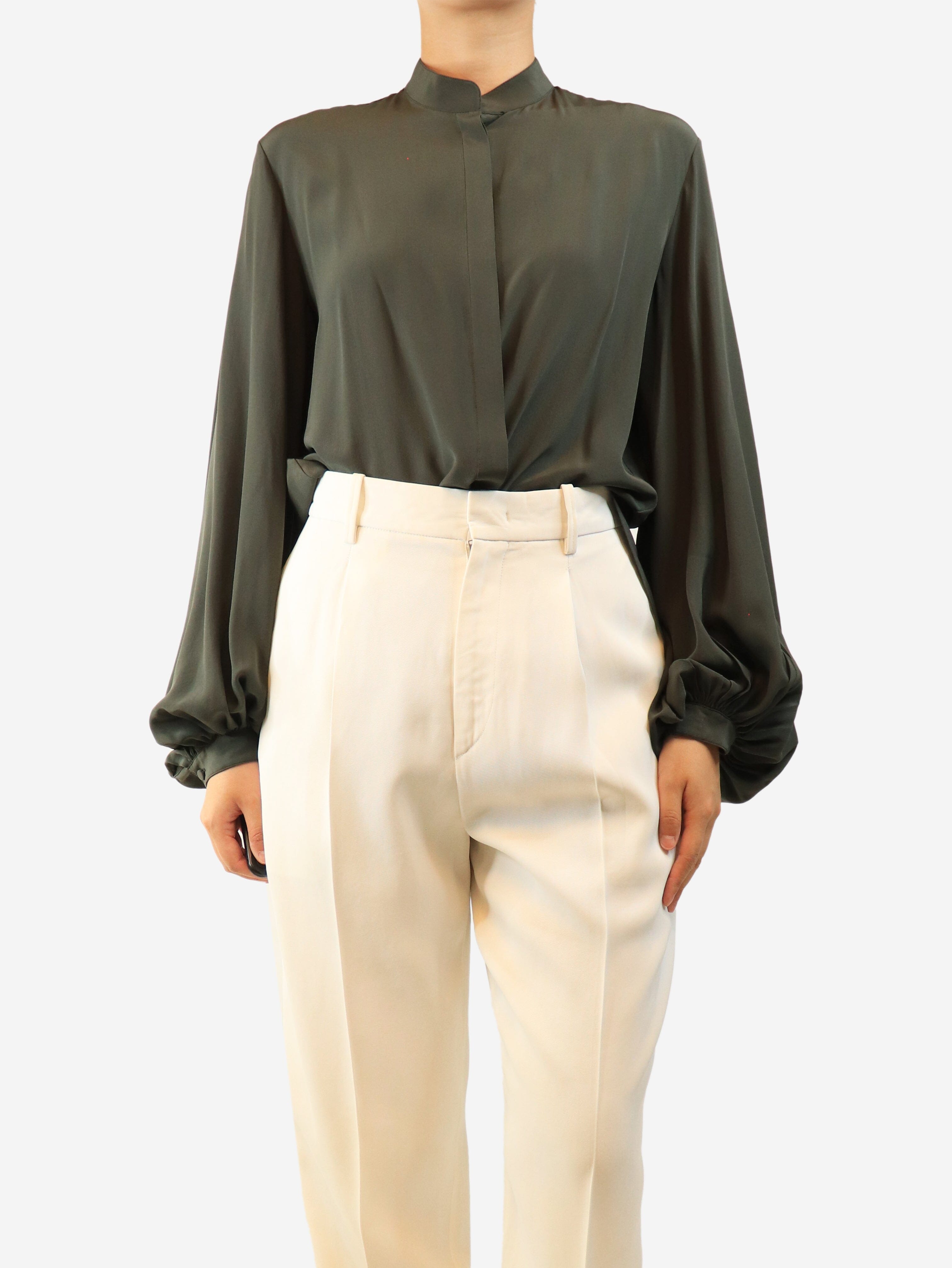 Khaki silk shirt - size S Shirt The Row 