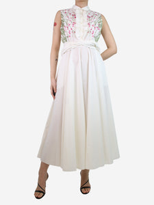 Giambattista Valli Cream floral printed sleeveless dress - size UK 14