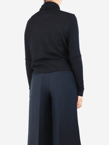 Chanel Black floral embellished turtleneck sweater - size FR 36